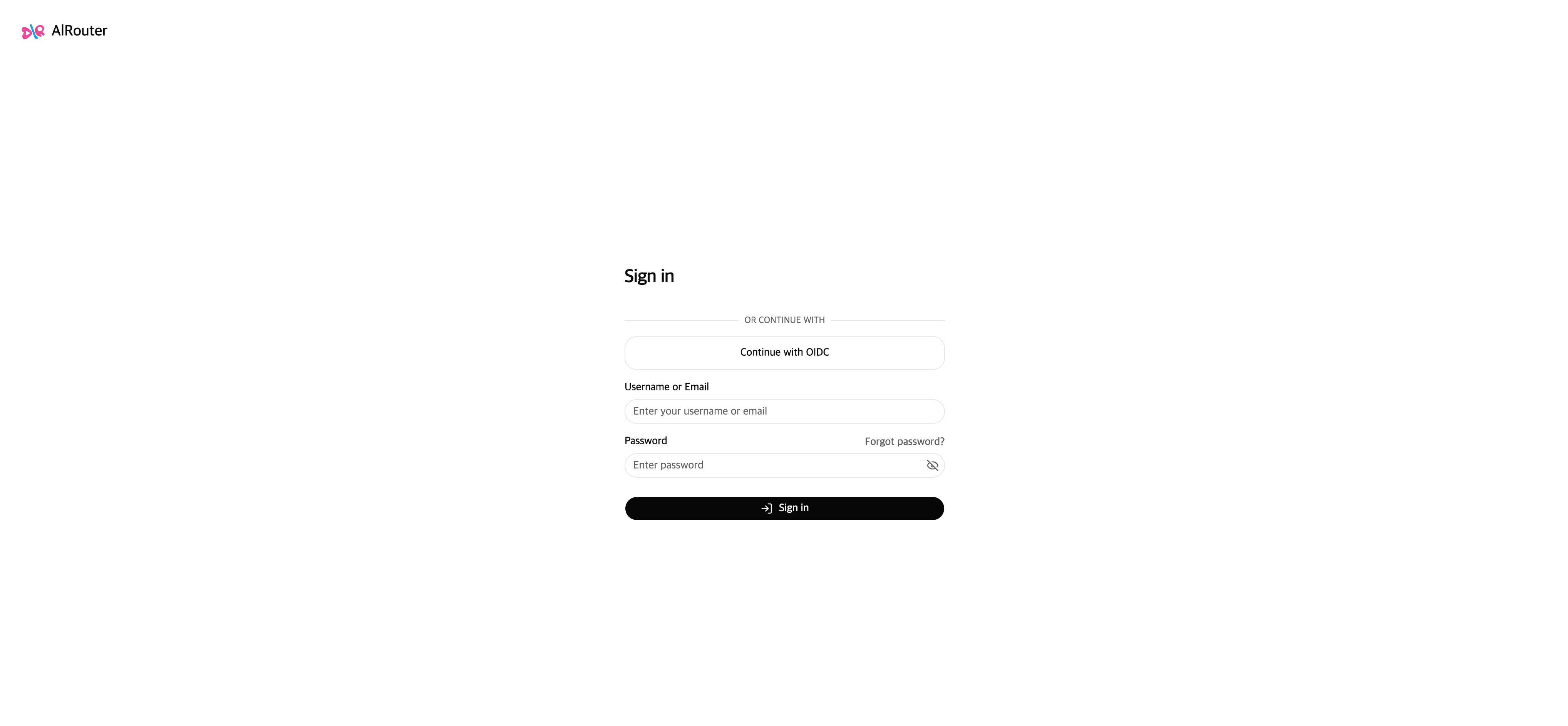 AlRouter sign-in screen